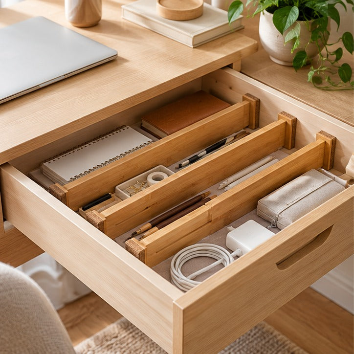 Adjustable Bamboo Desk Drawer Dividers — Lifestyle scene