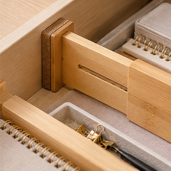 Adjustable Bamboo Desk Drawer Dividers — Product detail view