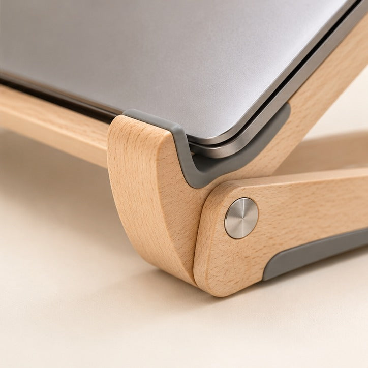 Foldable Beech Laptop Stand — Product detail view